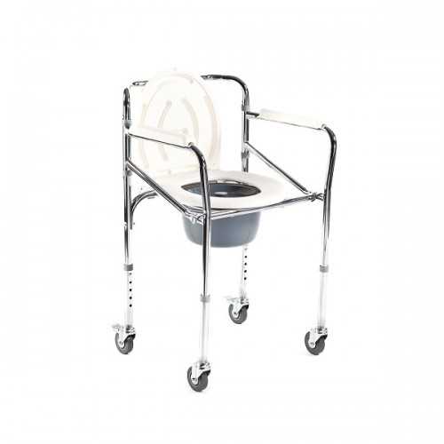 Risk Free Folding Commode Chair with Wheels JN 696